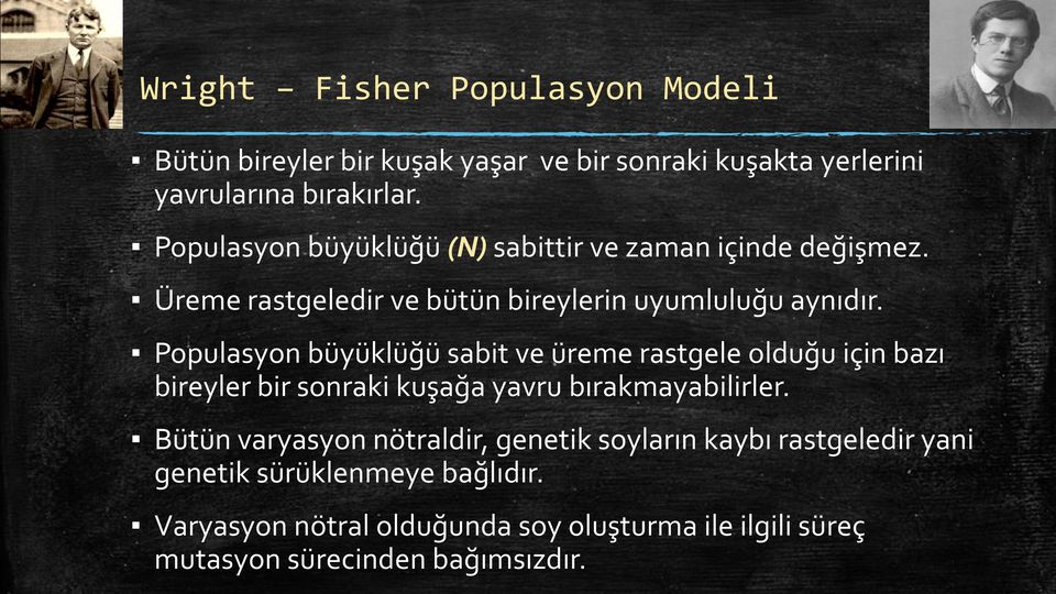 Populasyon büyüklüğü sabit ve üreme rastgele olduğu için bazı bireyler bir sonraki kuşağa yavru bırakmayabilirler.