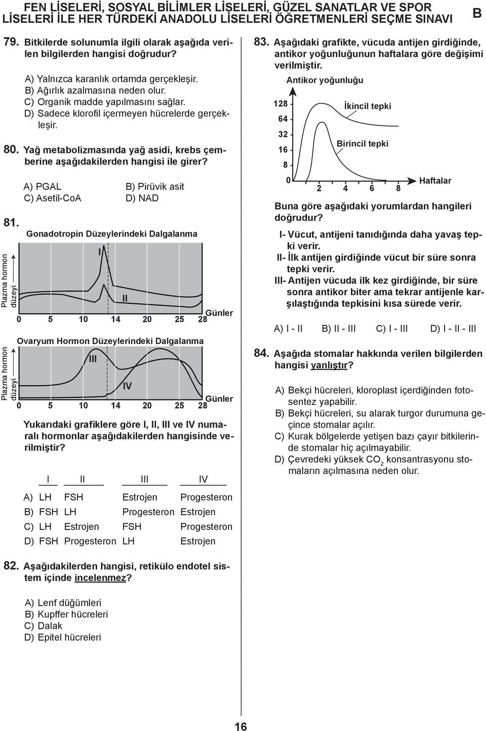 Yağ metabolizmasında yağ asidi, krebs çemberine aşağıdakilerden hangisi ile girer? 81.