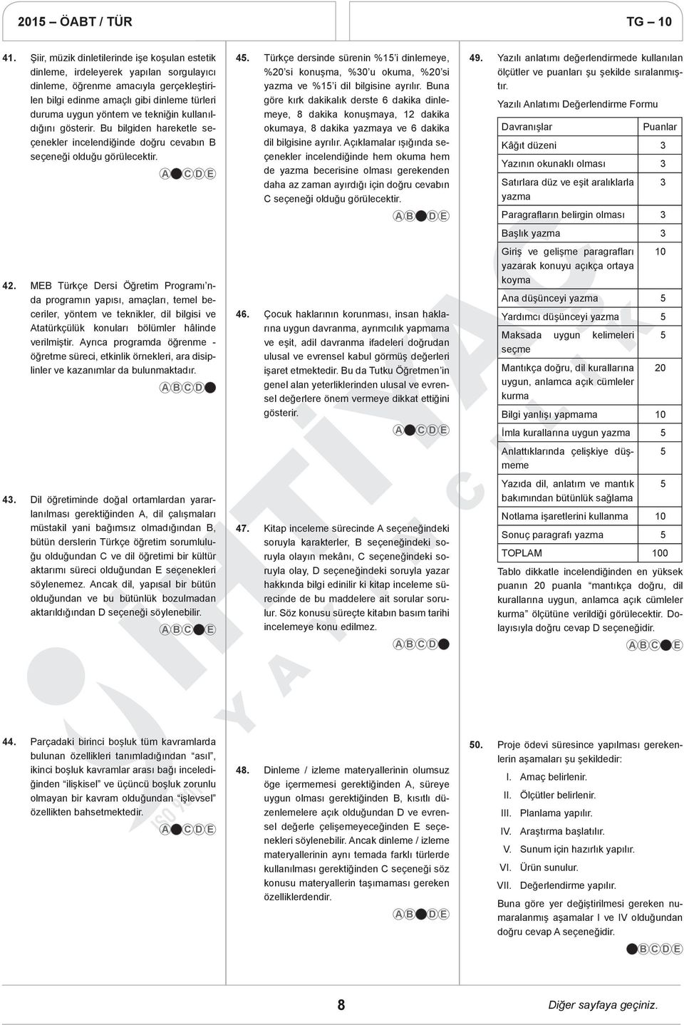 MEB Türkçe Dersi Öğretim Programı nda programın yapısı, amaçları, temel beceriler, yöntem ve teknikler, dil bilgisi ve Atatürkçülük konuları bölümler hâlinde verilmiştir.