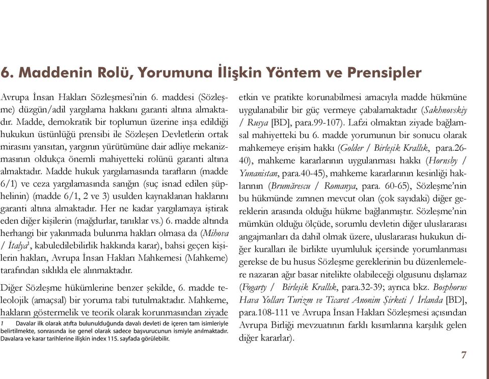 Madde, demokratik bir toplumun üzerine inşa edildiği hukukun üstünlüğü prensibi ile Sözleşen Devletlerin ortak mirasını yansıtan, yargının yürütümüne dair adliye mekanizmasının oldukça önemli