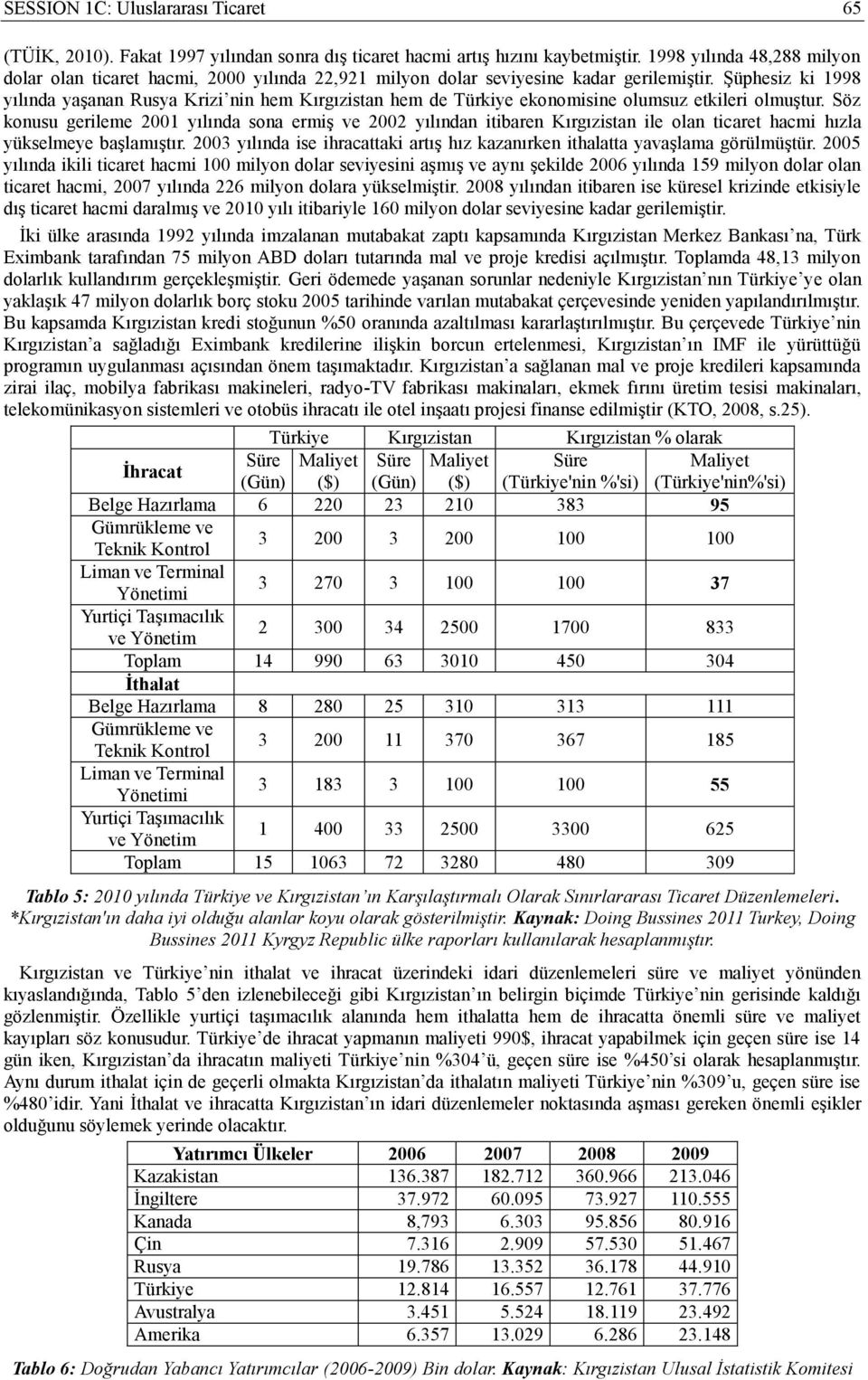 Şüphesiz ki 1998 yılında yaşanan Rusya Krizi nin hem Kırgızistan hem de Türkiye ekonomisine olumsuz etkileri olmuştur.