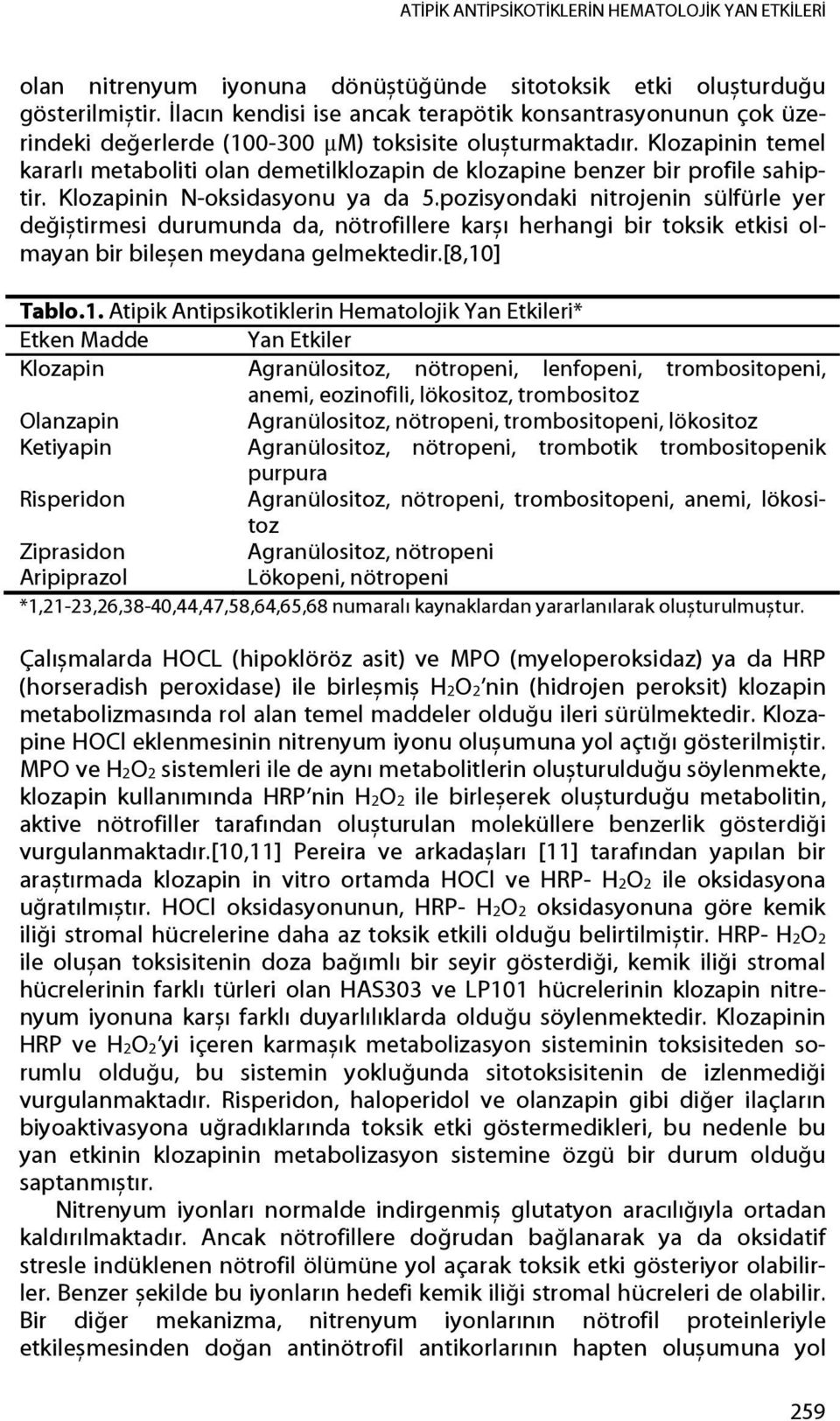 Klozapinin temel kararlı metaboliti olan demetilklozapin de klozapine benzer bir profile sahiptir. Klozapinin N-oksidasyonu ya da 5.