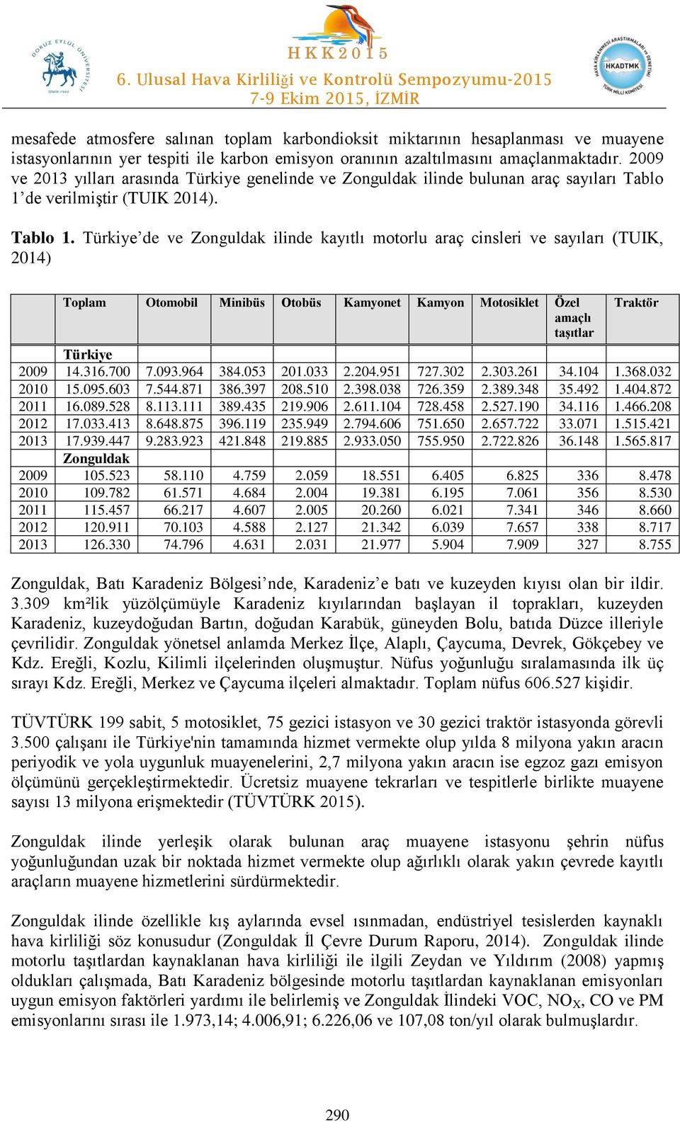 de verilmiştir (TUIK 2014). Tablo 1.