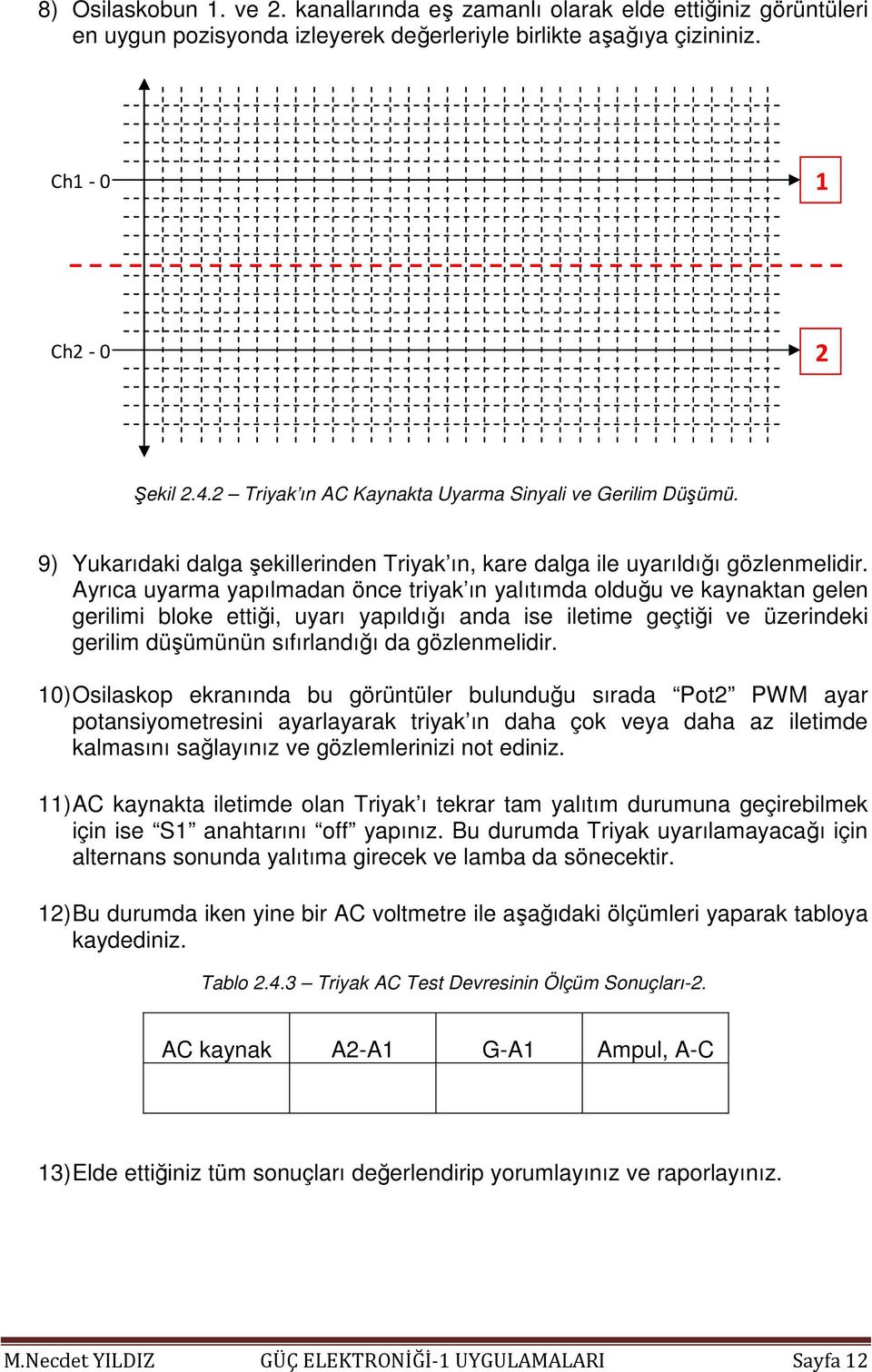 Ayrıca uyarma yapılmadan önce triyak ın yalıtımda olduğu ve kaynaktan gelen gerilimi bloke ettiği, uyarı yapıldığı anda ise iletime geçtiği ve üzerindeki gerilim düşümünün sıfırlandığı da