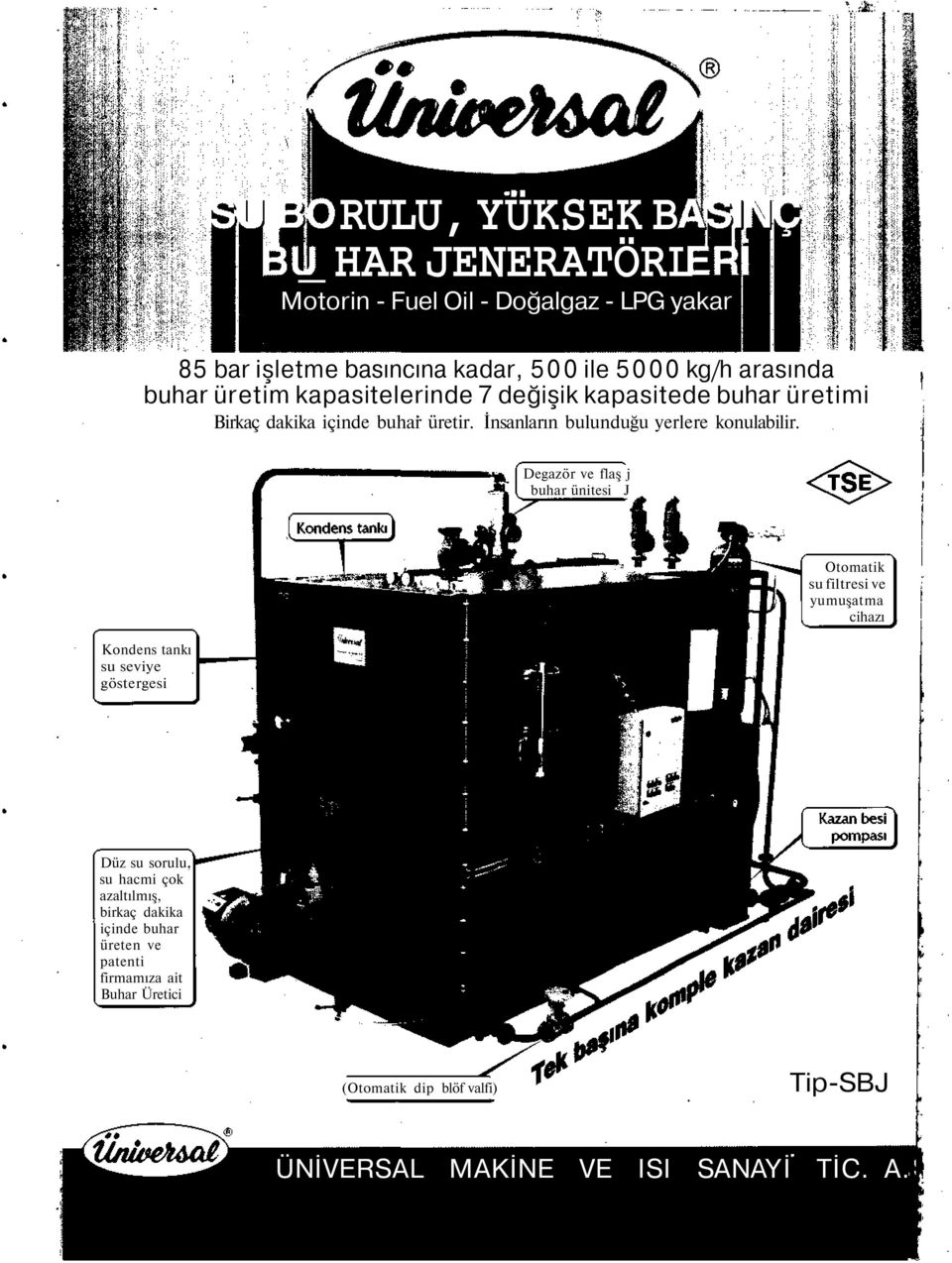 Degazör ve flaş j buhar ünitesi J Kondens tankı su seviye göstergesi Otomatik su filtresi ve yumuşatma cihazı Düz su sorulu, su hacmi çok