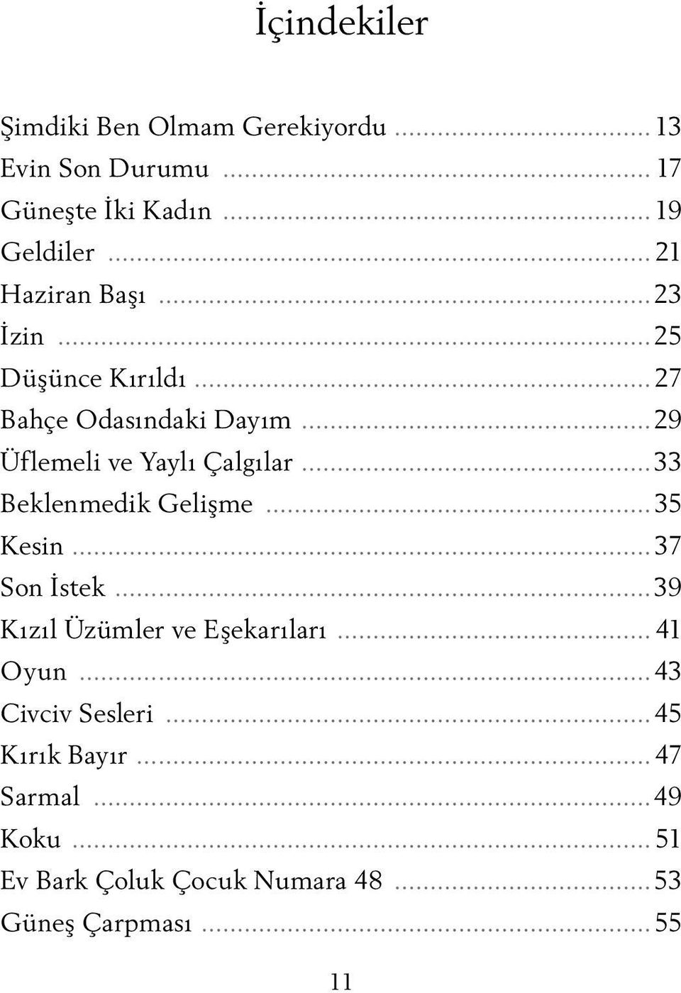 ..33 Beklenmedik Gelişme...35 Kesin... 37 Son İstek...39 Kızıl Üzümler ve Eşekarıları... 41 Oyun.