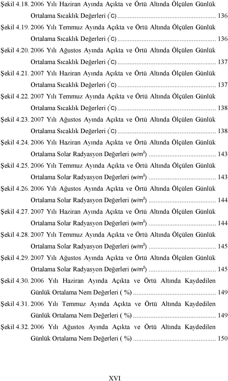 .. 137 Şekil 4.21. 2007 Yılı Haziran Ayında Açıkta ve Örtü Altında Ölçülen Günlük Ortalama Sıcaklık Değerleri ( C)... 137 Şekil 4.22.