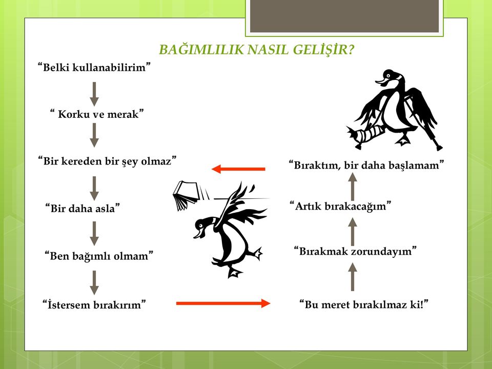 daha başlamam Bir daha asla Artık bırakacağım Ben