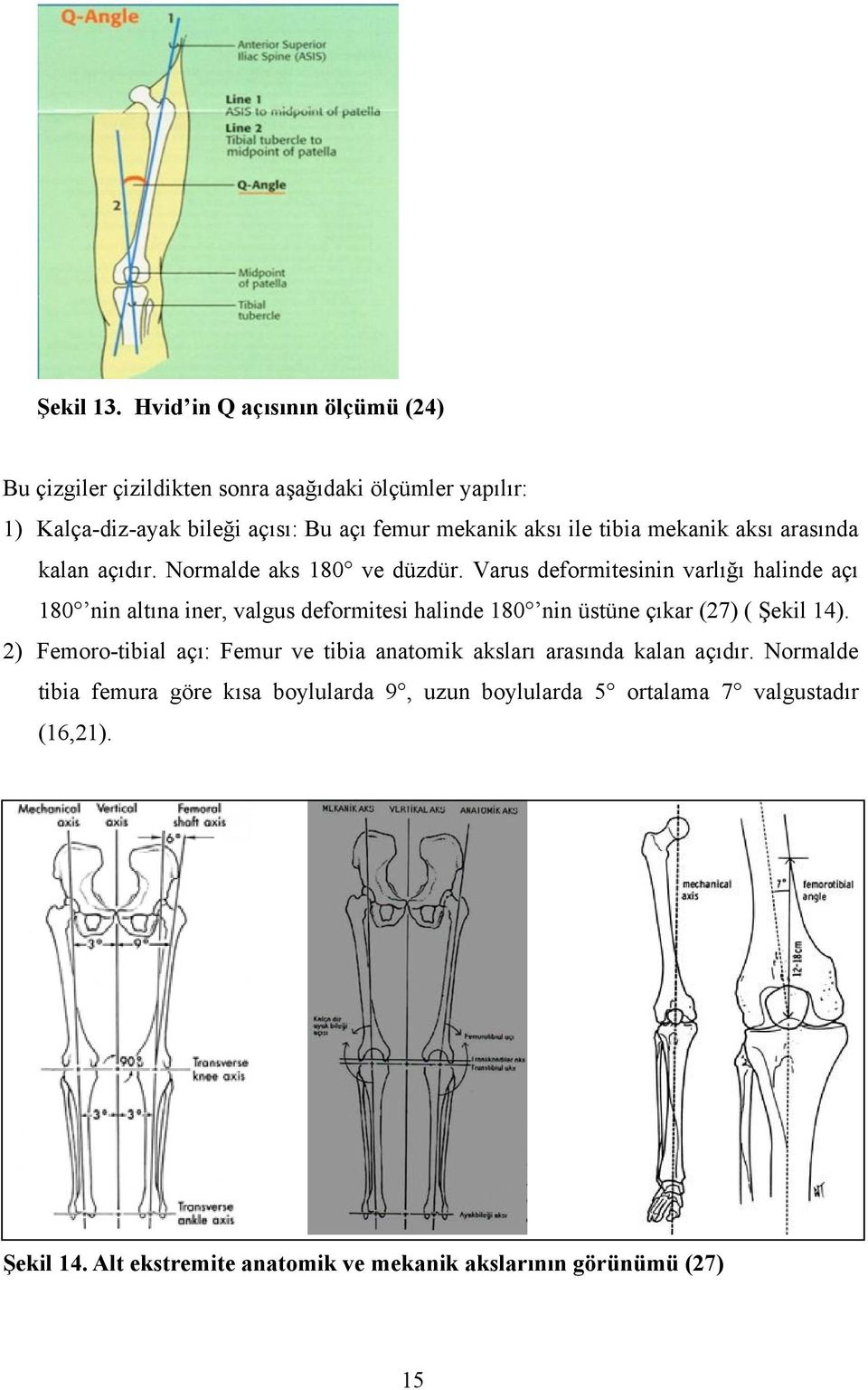 tibia mekanik aksı arasında kalan açıdır. Normalde aks 180 ve düzdür.