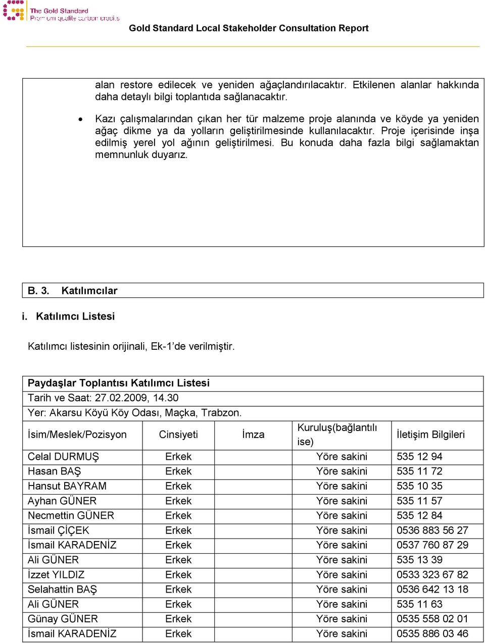 Proje içerisinde inşa edilmiş yerel yol ağının geliştirilmesi. Bu konuda daha fazla bilgi sağlamaktan memnunluk duyarız. Katılımcılar i.