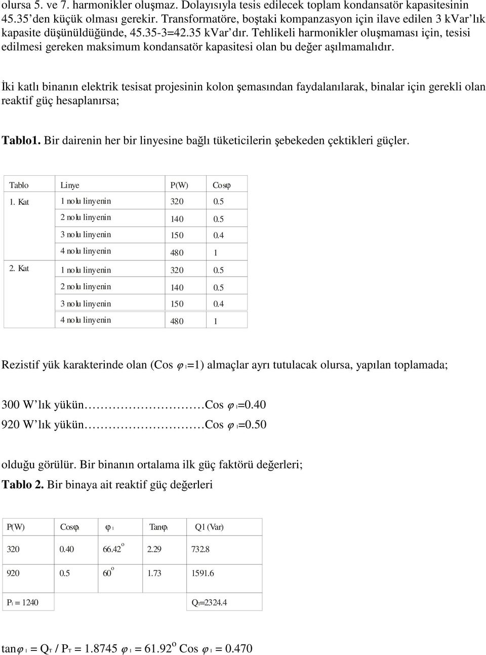 Tehlikeli harmonikler olumaması için, tesisi edilmesi gereken maksimum kondansatör kapasitesi olan bu deer aılmamalıdır.