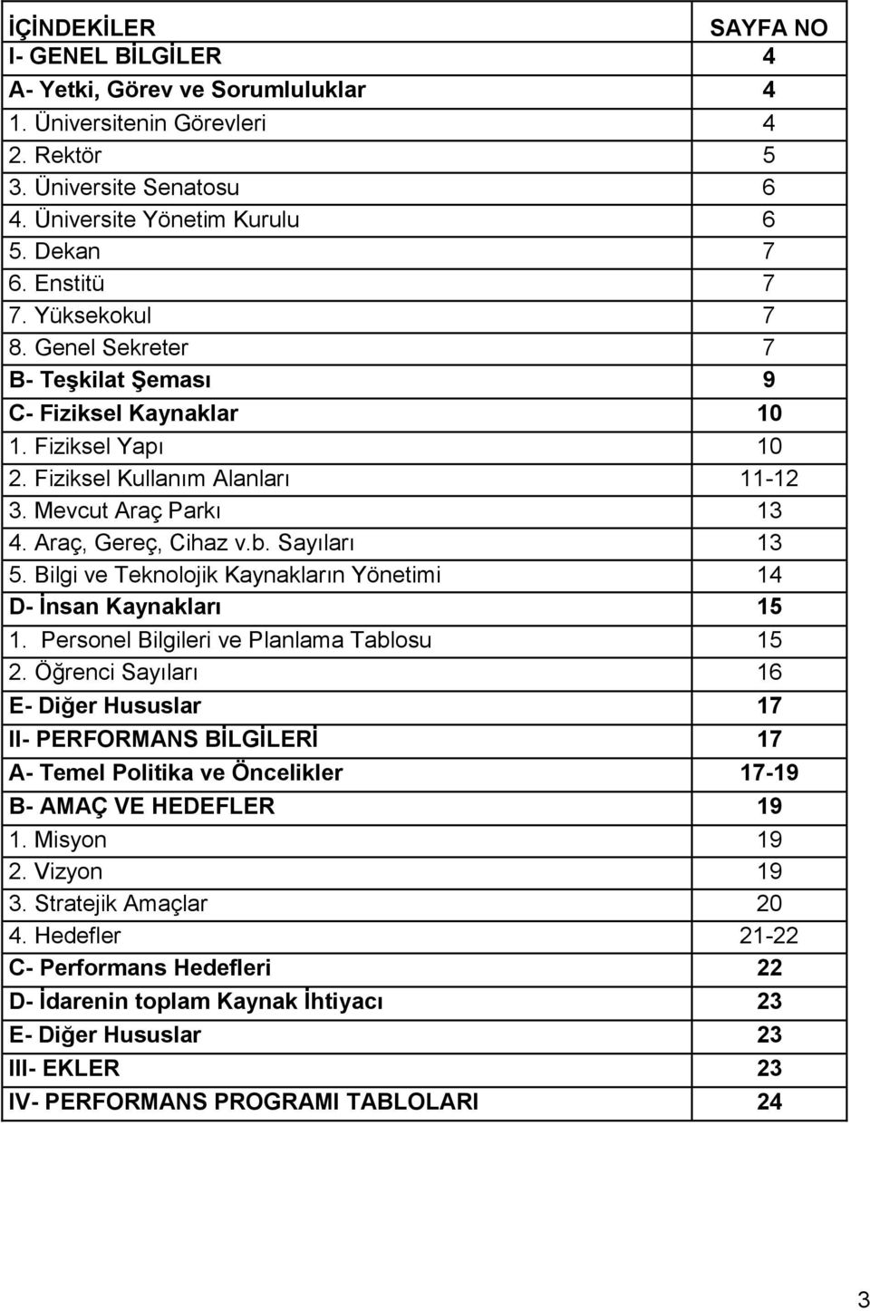 Bilgi ve Teknolojik Kaynakların Yönetimi 14 D- İnsan Kaynakları 15 1. Personel Bilgileri ve Planlama Tablosu 15 2.