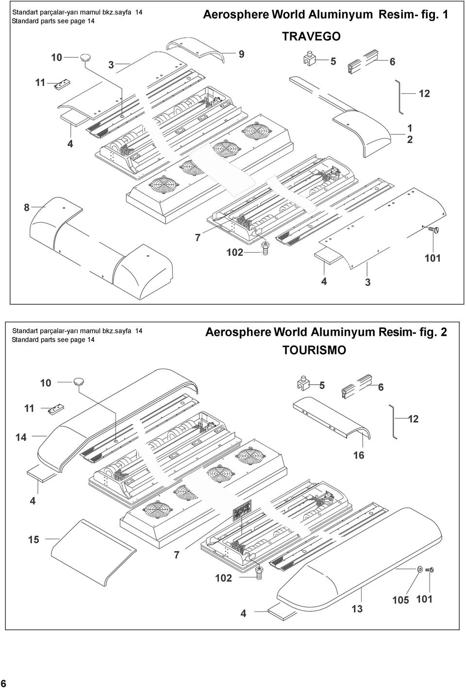 1 Standard parts see page 14 TRAVEGO sayfa 14 Standard parts see page