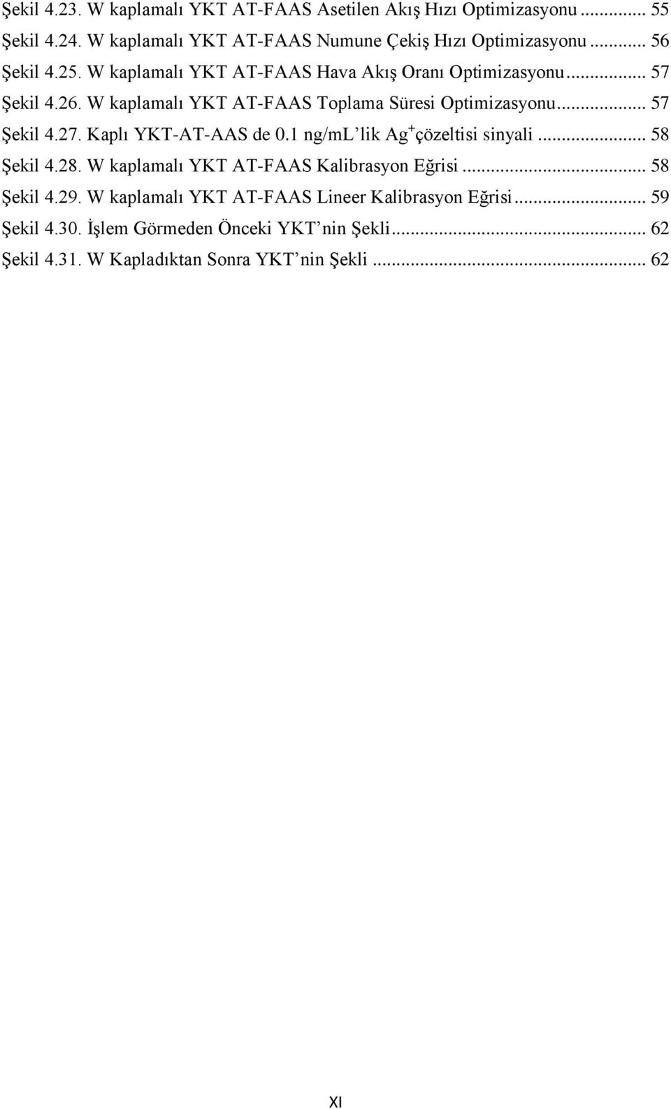 .. 57 ġekil 4.27. Kaplı YKT-AT-AAS de 0.1 ng/ml lik Ag + çözeltisi sinyali... 58 ġekil 4.28. W kaplamalı YKT AT-FAAS Kalibrasyon Eğrisi... 58 ġekil 4.29.