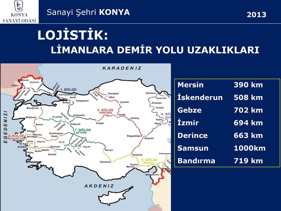 İzmir Derince Samsun Bandırma 390 km