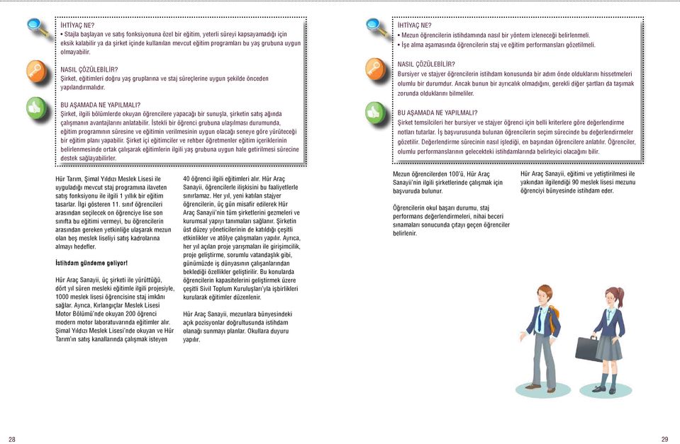 NASIL ÇÖZÜLEBİLİR? Şirket, eğitimleri doğru yaş gruplarına ve staj süreçlerine uygun şekilde önceden yapılandırmalıdır. BU AŞAMADA NE YAPILMALI?