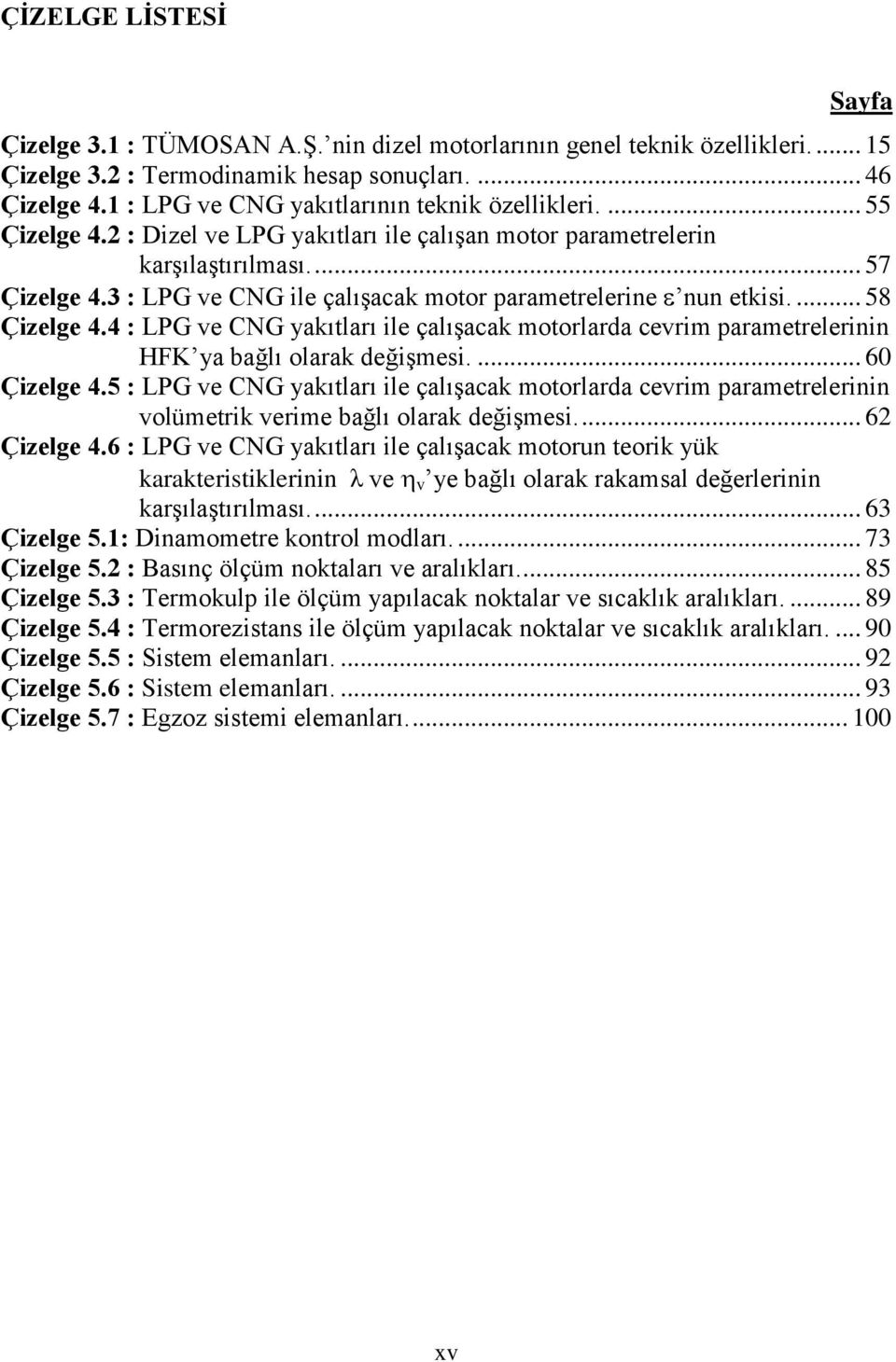 3 : LPG ve CNG ile çalışacak motor parametrelerine nun etkisi.... 58 Çizelge 4.4 : LPG ve CNG yakıtları ile çalışacak motorlarda cevrim parametrelerinin HFK ya bağlı olarak değişmesi.... 60 Çizelge 4.
