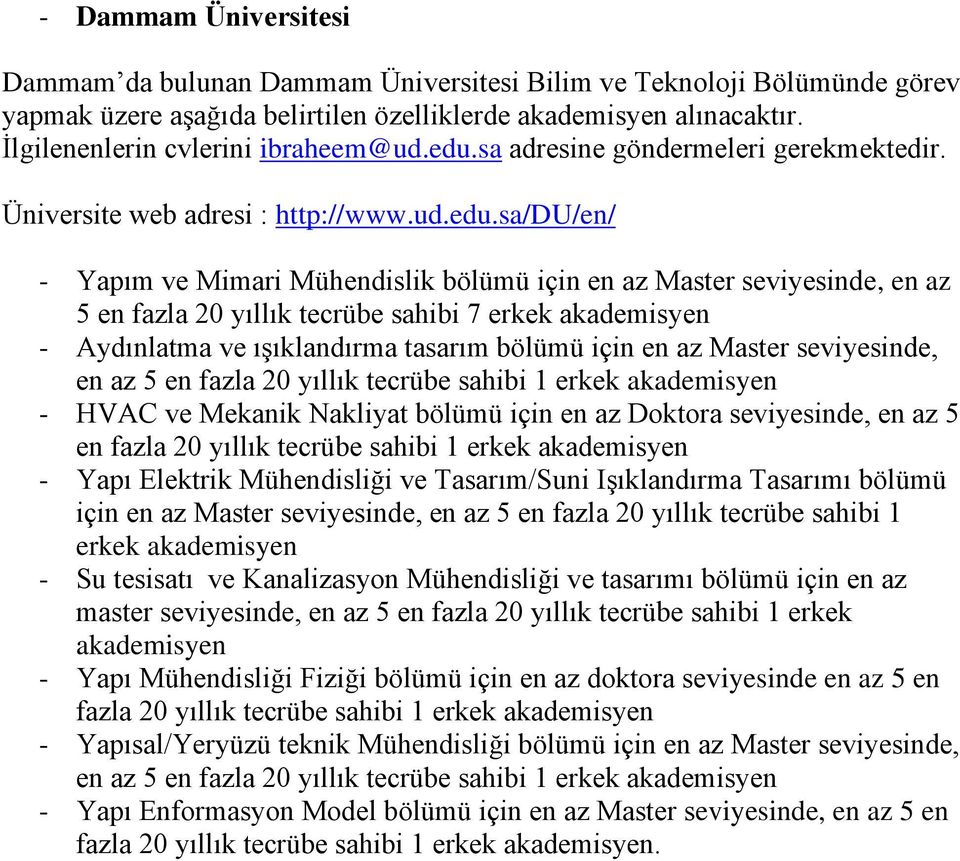 sa adresine göndermeleri Üniversite web adresi : http://www.ud.edu.