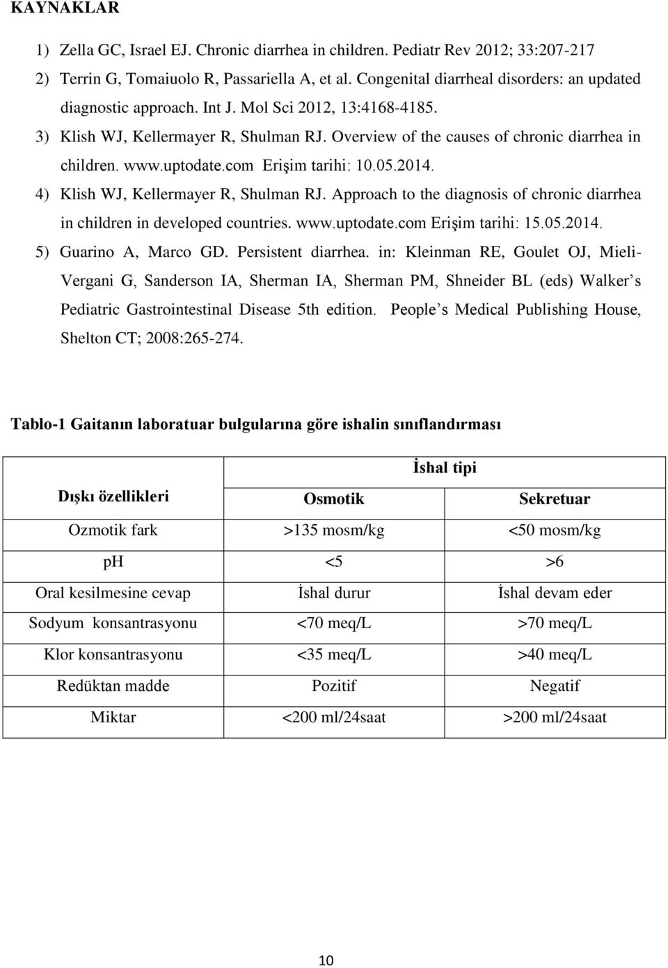 uptodate.com Erişim tarihi: 10.05.2014. 4) Klish WJ, Kellermayer R, Shulman RJ. Approach to the diagnosis of chronic diarrhea in children in developed countries. www.uptodate.com Erişim tarihi: 15.05.2014. 5) Guarino A, Marco GD.