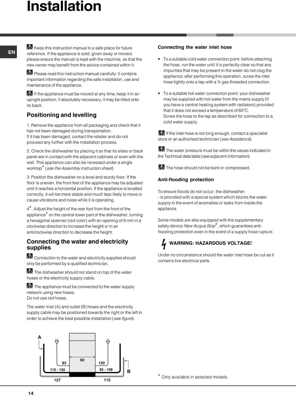 Please read this instruction manual carefully: it contains important information regarding the safe installation, use and maintenance of the appliance.