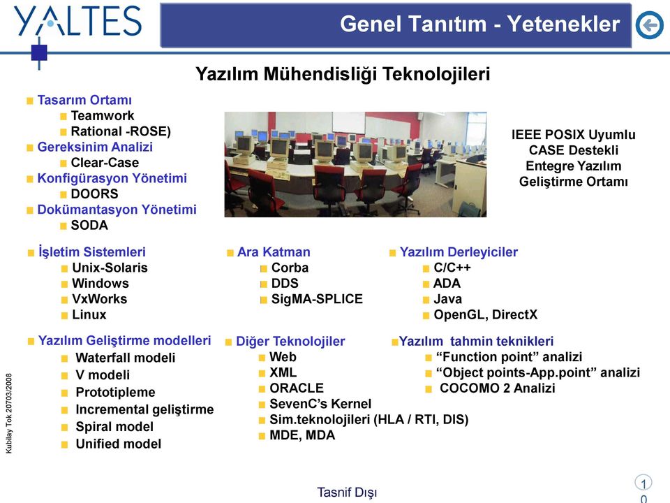 Derleyiciler C/C++ ADA Java OpenGL, DirectX Yazılım GeliĢtirme modelleri Waterfall modeli V modeli Prototipleme Incremental geliģtirme Spiral model Unified model Diğer