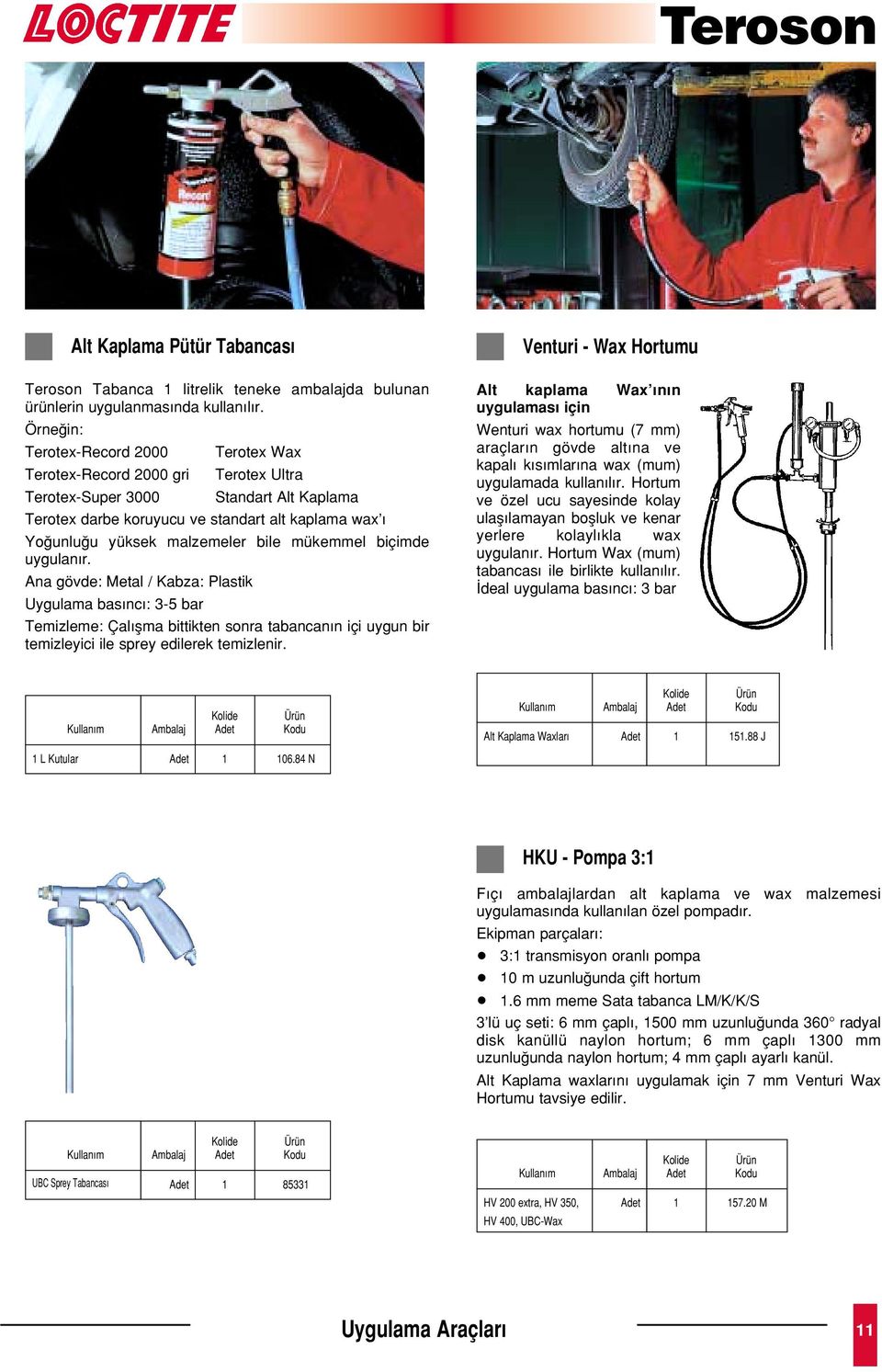 bile mükemmel biçimde uygulan r. Ana gövde: Metal / Kabza: Plastik Uygulama bas nc : 3-5 bar Çal flma bittikten sonra tabancan n içi uygun bir temizleyici ile sprey edilerek temizlenir.