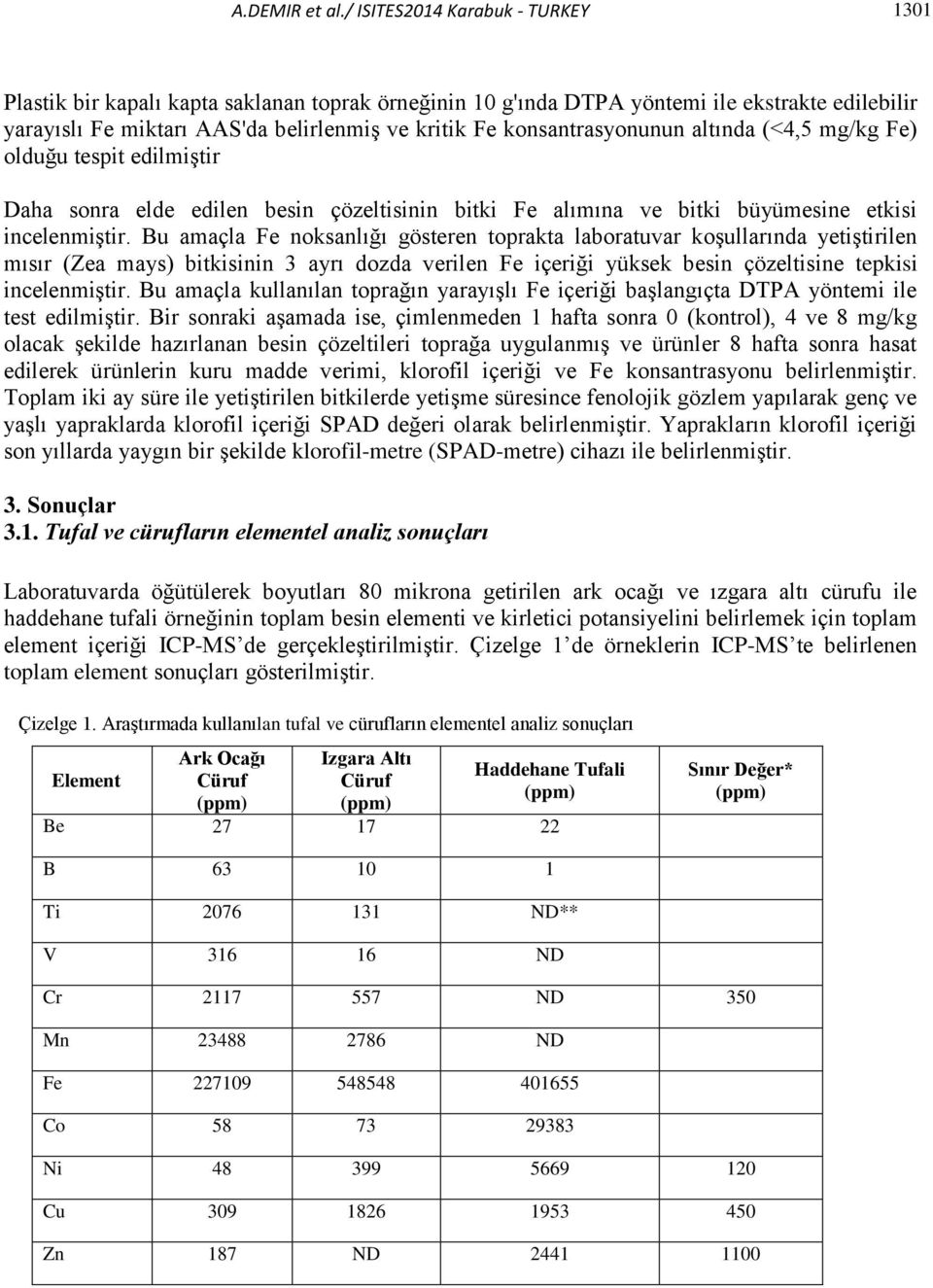 konsantrasyonunun altında (<4,5 mg/kg Fe) olduğu tespit edilmiştir Daha sonra elde edilen besin çözeltisinin bitki Fe alımına ve bitki büyümesine etkisi incelenmiştir.