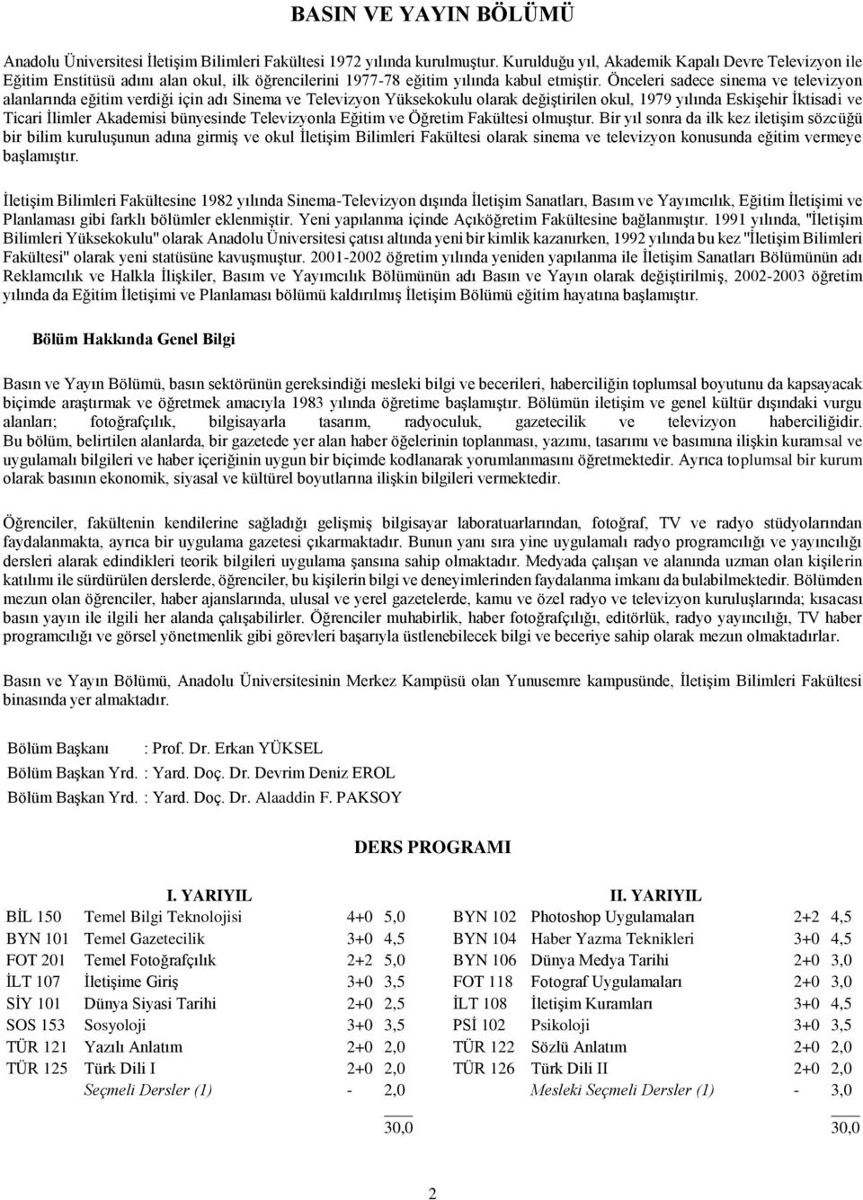 Önceleri sadece sinema ve televizyon alanlarında eğitim verdiği için adı Sinema ve Televizyon Yüksekokulu olarak değiştirilen okul, 1979 yılında Eskişehir İktisadi ve Ticari İlimler Akademisi