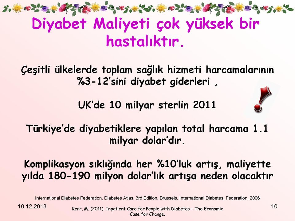 diyabetiklere yapılan total harcama 1.1 milyar dolar dır.