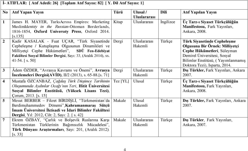 135] 2 Kadir KASALAK - Fuat UÇAR, Türk Siyasetinde Cepheleşme / Kutuplaşma Olgusunun Dinamikleri ve Milliyetçi Cephe Hükümetleri, SDÜ Fen-Edebiyat Fakültesi Sosyal Bilimler Dergisi, Sayı: 33, (Aralık