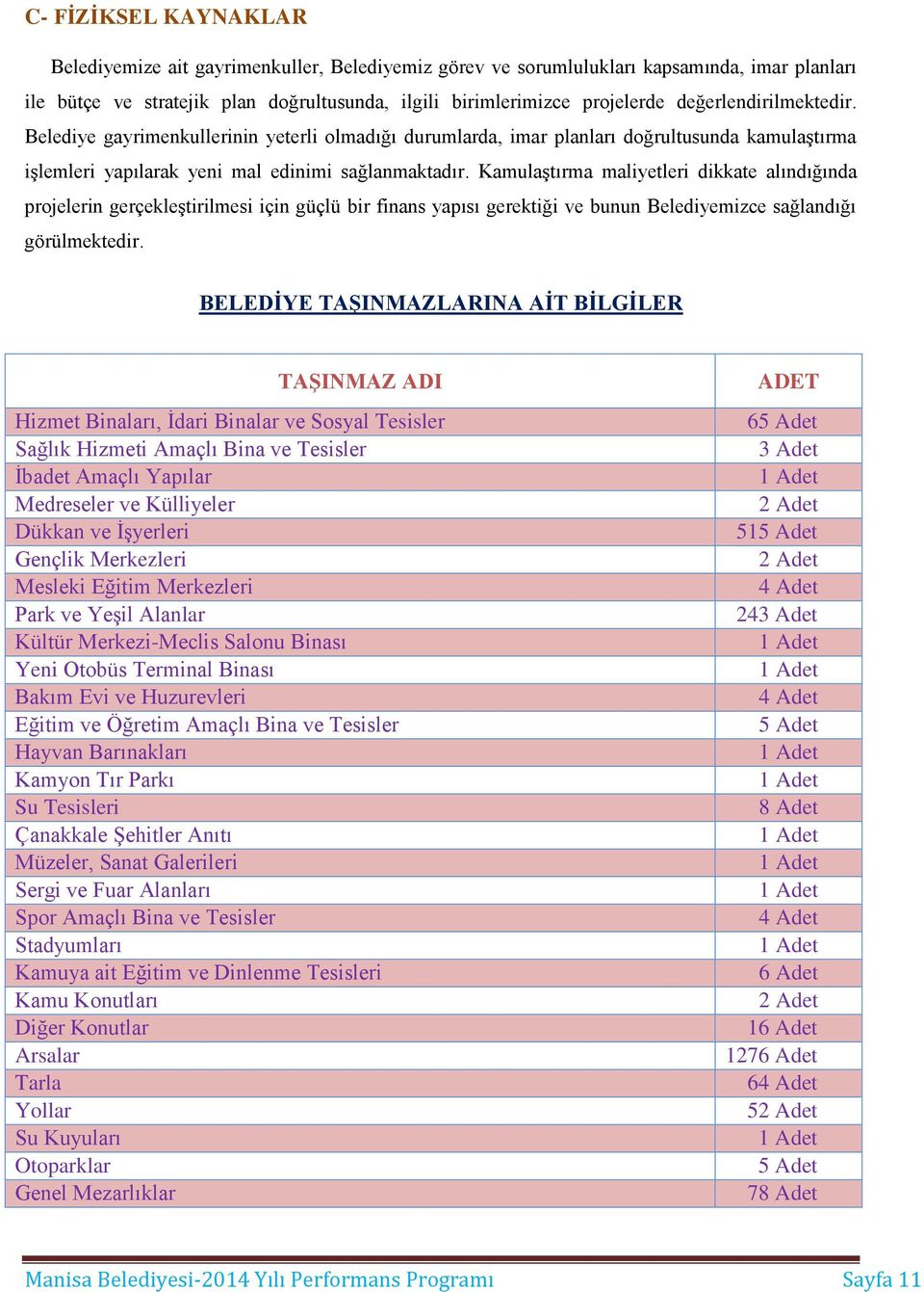 Kamulaştırma maliyetleri dikkate alındığında projelerin gerçekleştirilmesi için güçlü bir finans yapısı gerektiği ve bunun Belediyemizce sağlandığı görülmektedir.