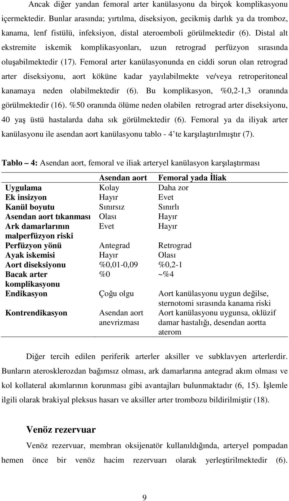 Distal alt ekstremite iskemik komplikasyonları, uzun retrograd perfüzyon sırasında oluşabilmektedir (17).