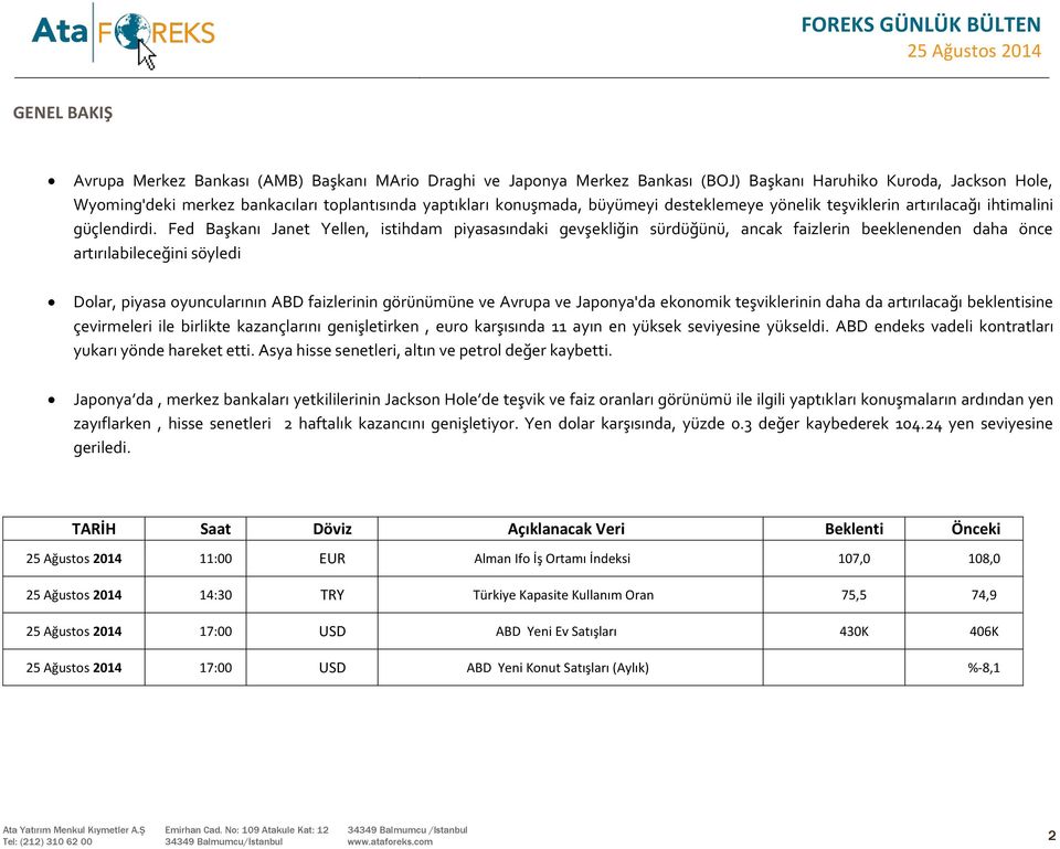 Fed Başkanı Janet Yellen, istihdam piyasasındaki gevşekliğin sürdüğünü, ancak faizlerin beeklenenden daha önce artırılabileceğini söyledi Dolar, piyasa oyuncularının ABD faizlerinin görünümüne ve