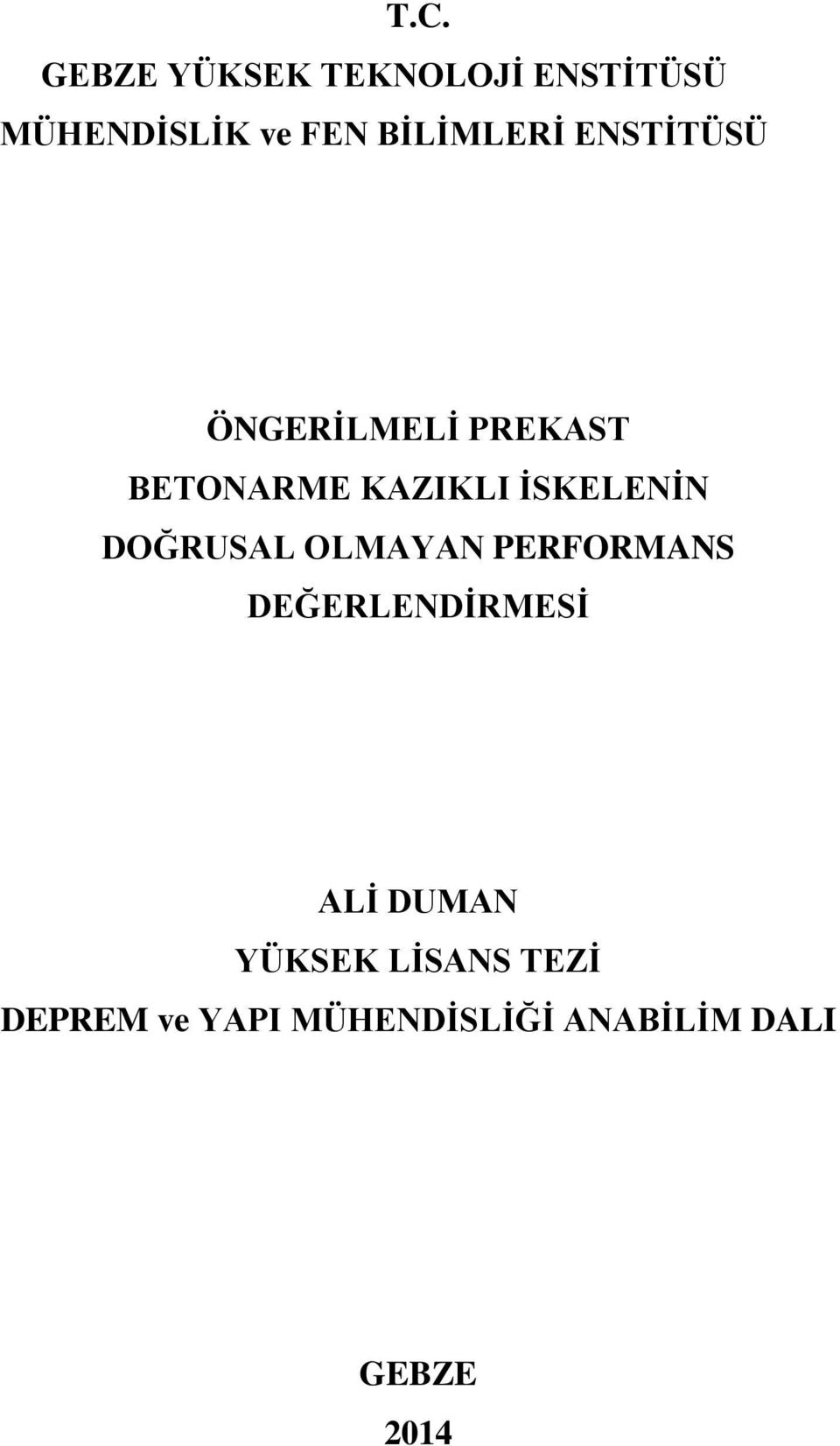 İSKELENİN DOĞRUSAL OLMAYAN PERFORMANS DEĞERLENDİRMESİ ALİ