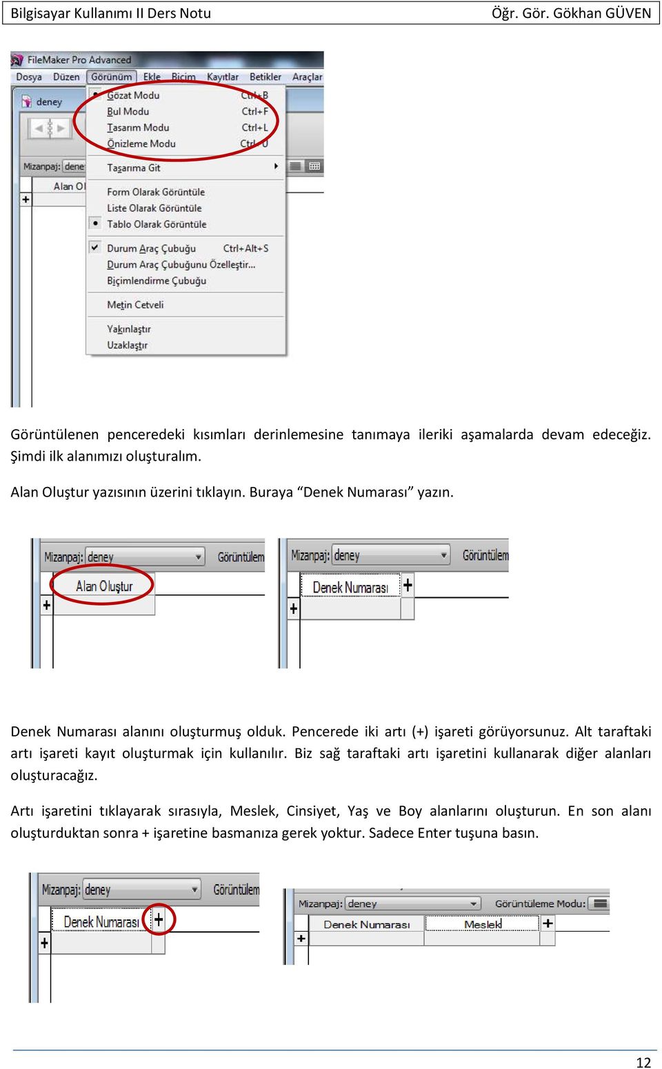 Pencerede iki artı (+) işareti görüyorsunuz. Alt taraftaki artı işareti kayıt oluşturmak için kullanılır.