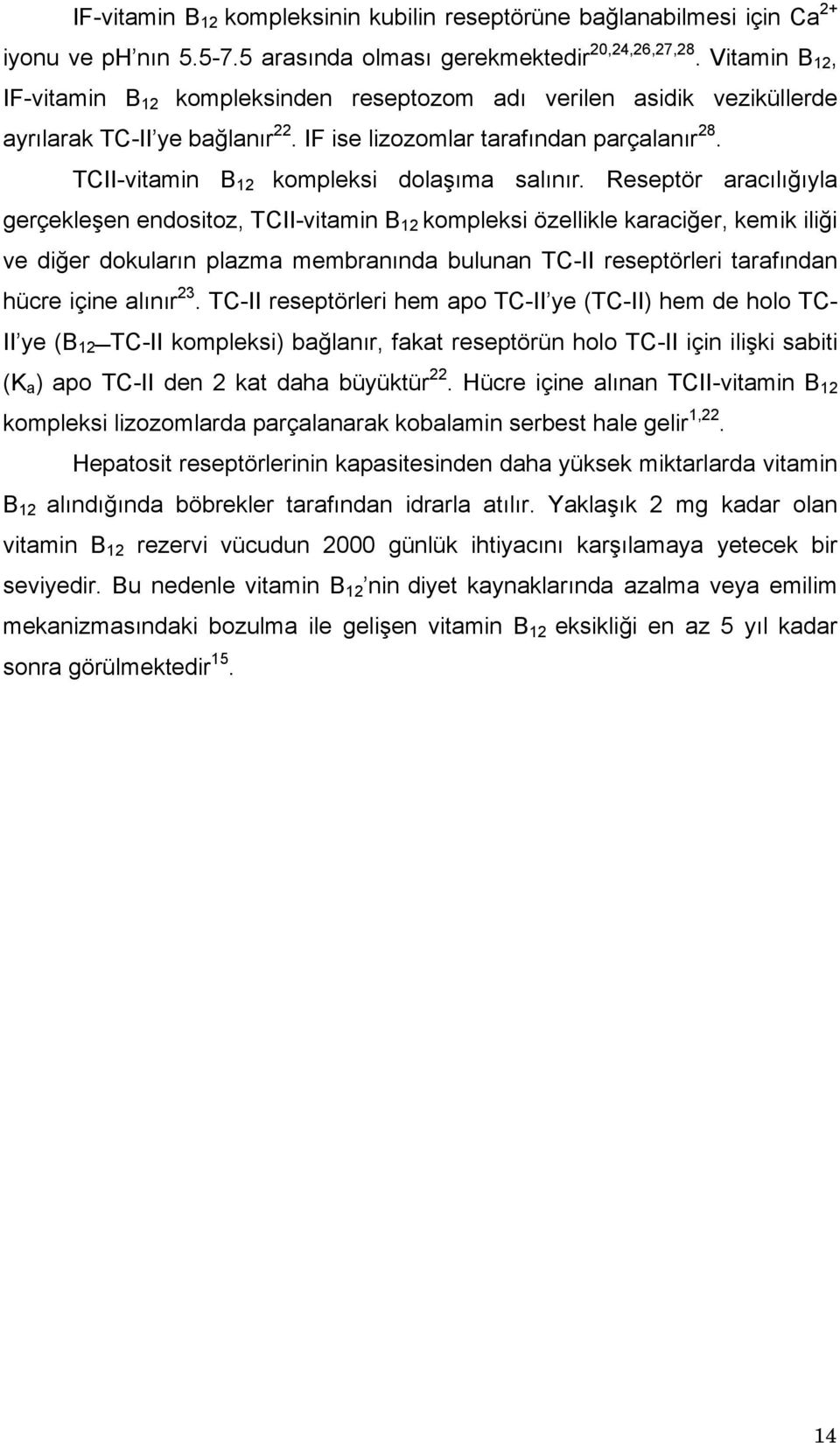 TCII-vitamin B 12 kompleksi dolaşıma salınır.