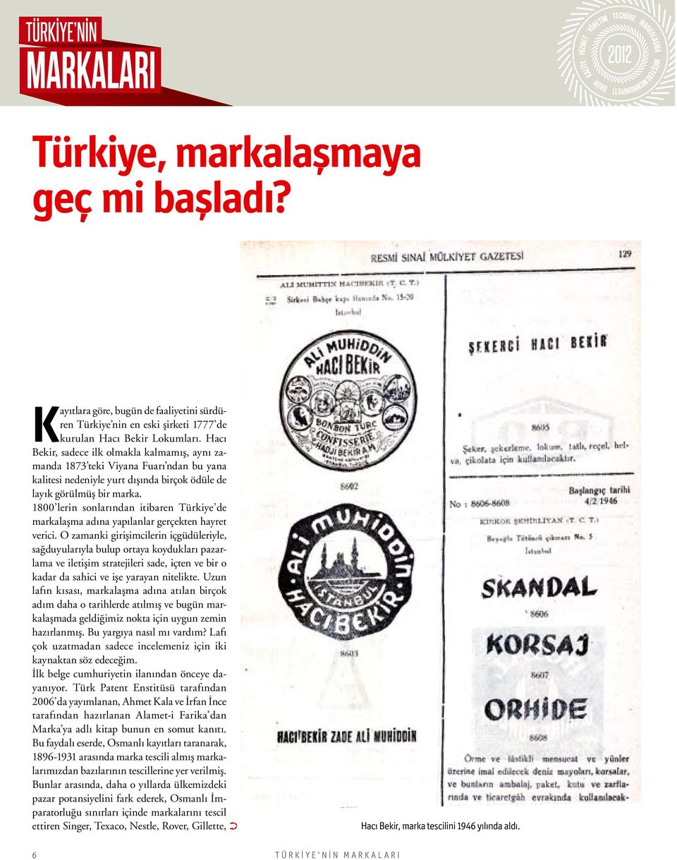 1800 lerin sonlarından itibaren Türkiye de markalaşma adına yapılanlar gerçekten hayret verici.