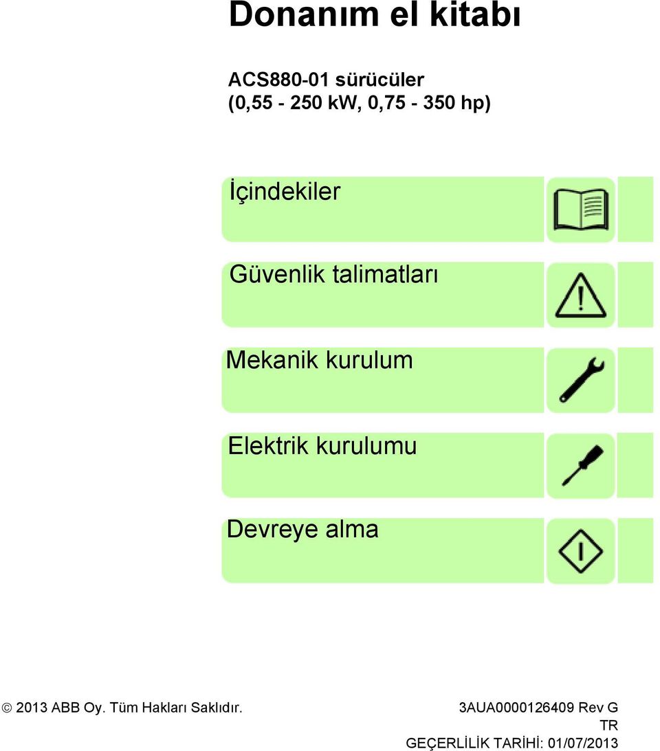 kurulum Elektrik kurulumu Devreye alma 2013 ABB Oy.