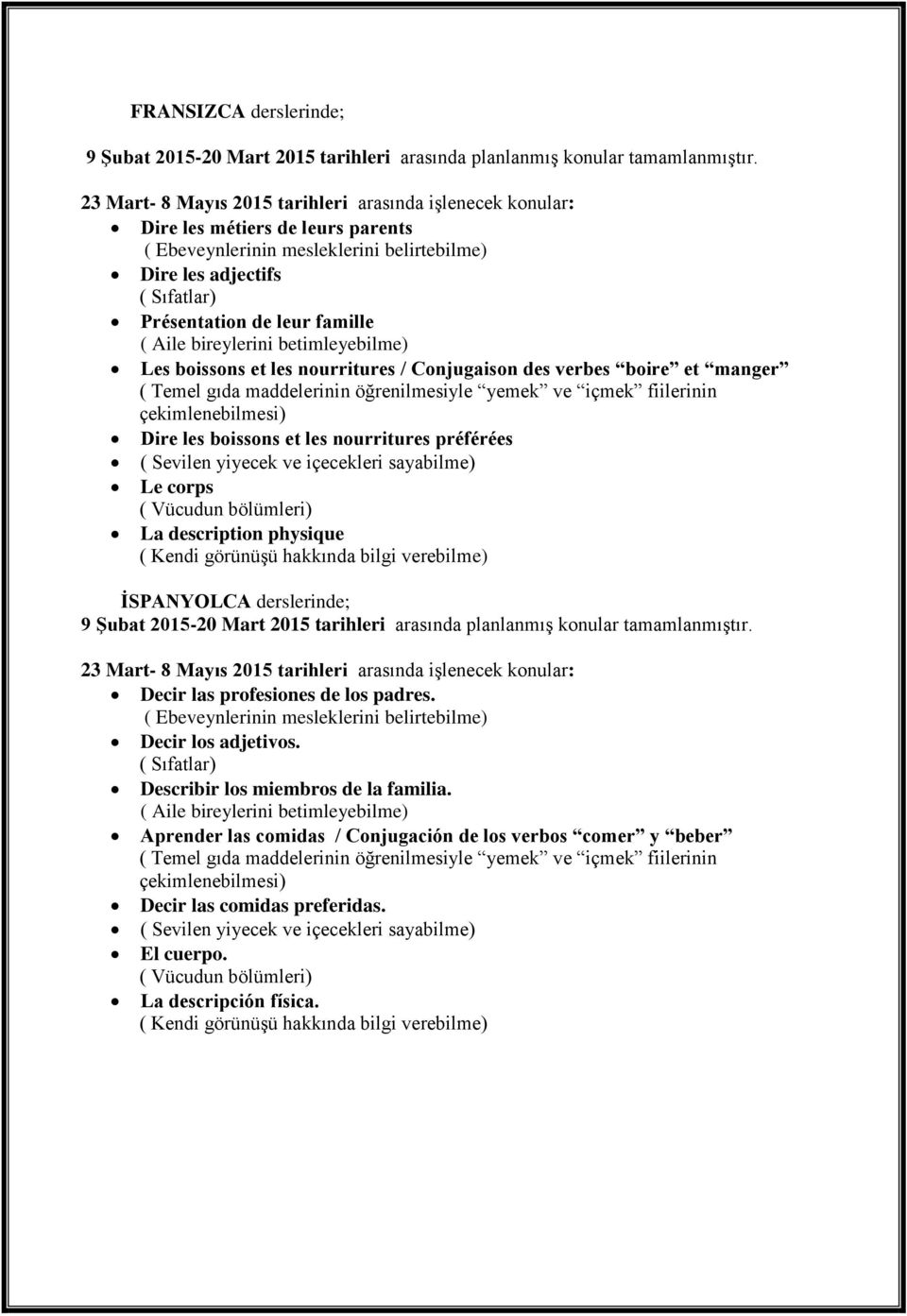 nourritures / Conjugaison des verbes boire et manger ( Temel gıda maddelerinin öğrenilmesiyle yemek ve içmek fiilerinin çekimlenebilmesi) Dire les boissons et les nourritures préférées ( Sevilen