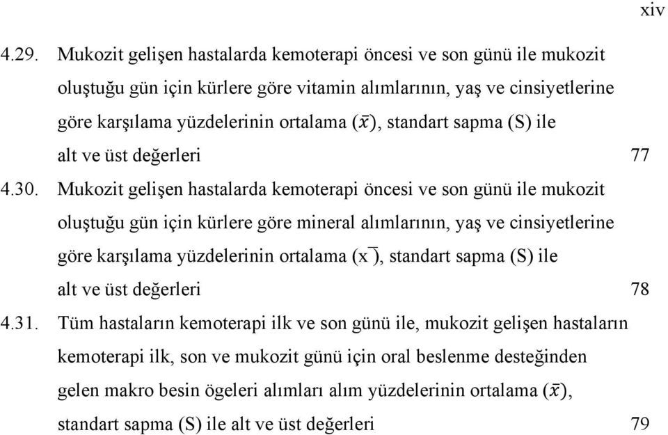 standart sapma (S) ile alt ve üst değerleri 77 4.30.