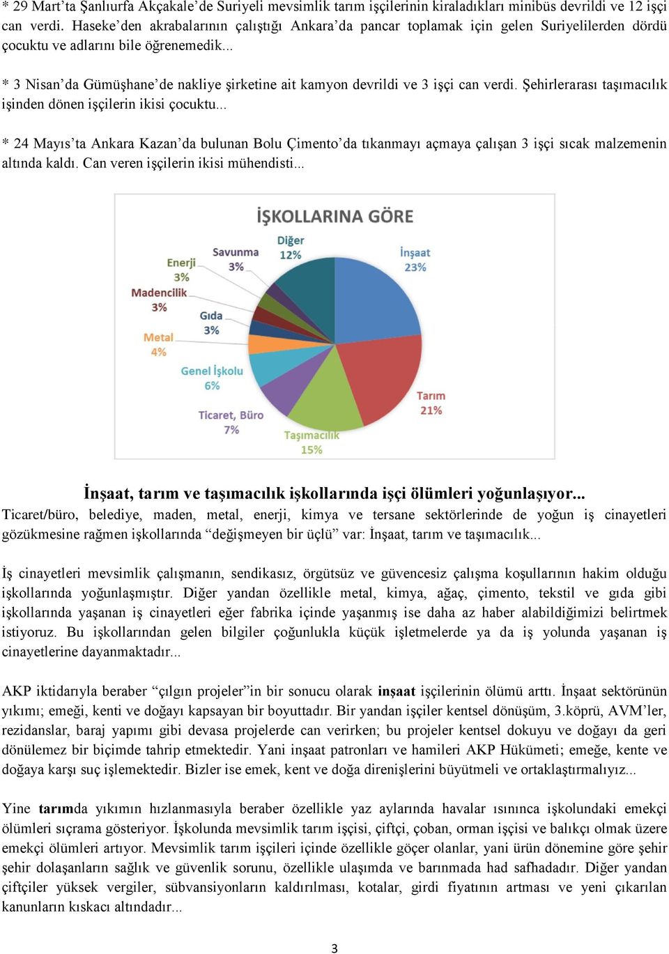 .. * 3 Nisan da Gümüşhane de nakliye şirketine ait kamyon devrildi ve 3 işçi can verdi. Şehirlerarası taşımacılık işinden dönen işçilerin ikisi çocuktu.