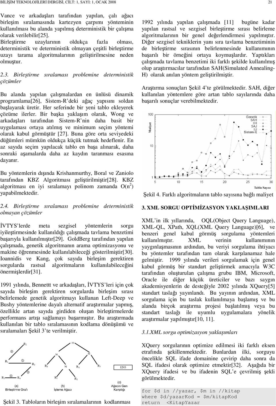 Birleştirme uzaylarının oldukça fazla olması, deterministik ve deterministik olmayan çeşitli birleştirme uzayı tarama algoritmalarının geliştirilmesine neden olmuştur. 2.3.