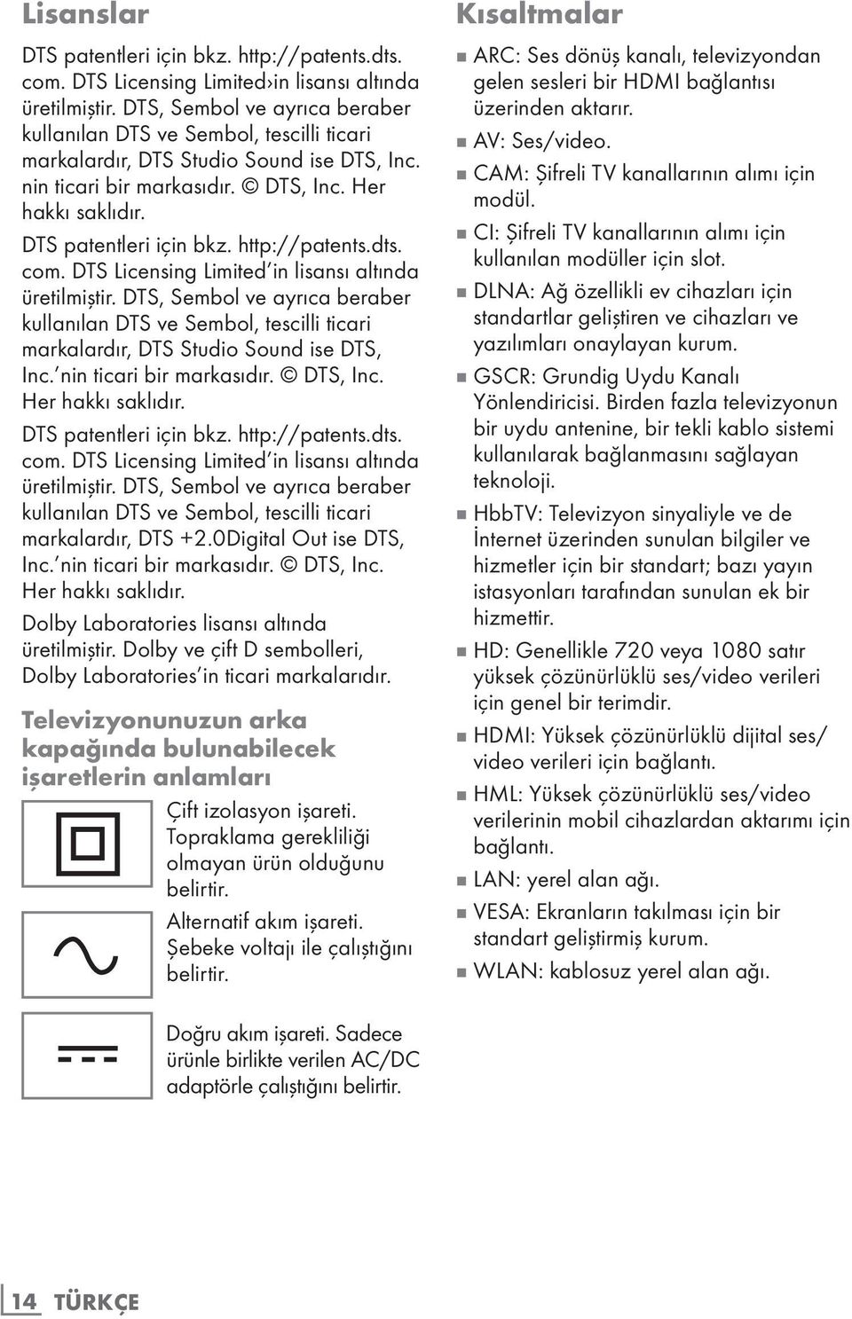 http://patents.dts. com. DTS Licensing Limited in lisansı altında üretilmiştir.  http://patents.dts. com. DTS Licensing Limited in lisansı altında üretilmiştir. DTS, Sembol ve ayrıca beraber kullanılan DTS ve Sembol, tescilli ticari markalardır, DTS +2.