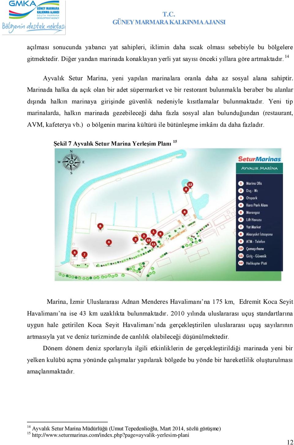 Marinada halka da açık olan bir adet süpermarket ve bir restorant bulunmakla beraber bu alanlar dışında halkın marinaya girişinde güvenlik nedeniyle kısıtlamalar bulunmaktadır.