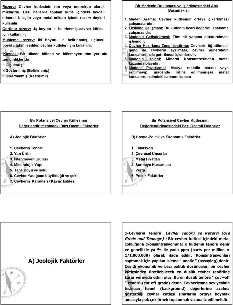 Kaynak: Bir ülkede bilinen ve bilinmeyen tüm yer altı zenginlikleridir. Ölçülmüş Gösterilmiş (Belirlenmiş) Çıkarsanmış (Kestirimli) Bir Madenin Bulunması ve İşletilmesindeki Ana Basamaklar 1.