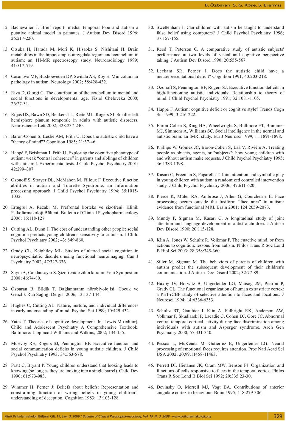 Casanova MF, Buxhoeveden DP, Switala AE, Roy E. Minicolumnar pathology in autism. Neurology 2002; 58:428-432. 15. Riva D, Giorgi C.