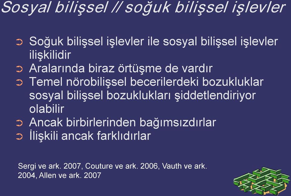 sosyal bilişsel bozuklukları şiddetlendiriyor olabilir Ancak birbirlerinden bağımsızdırlar