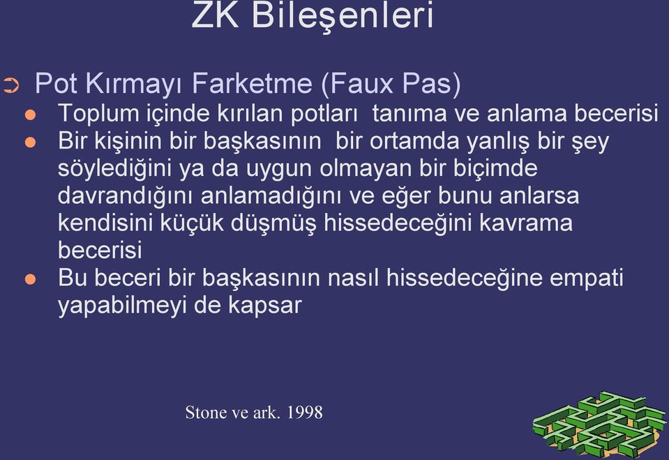 biçimde davrandığını anlamadığını ve eğer bunu anlarsa kendisini küçük düşmüş hissedeceğini