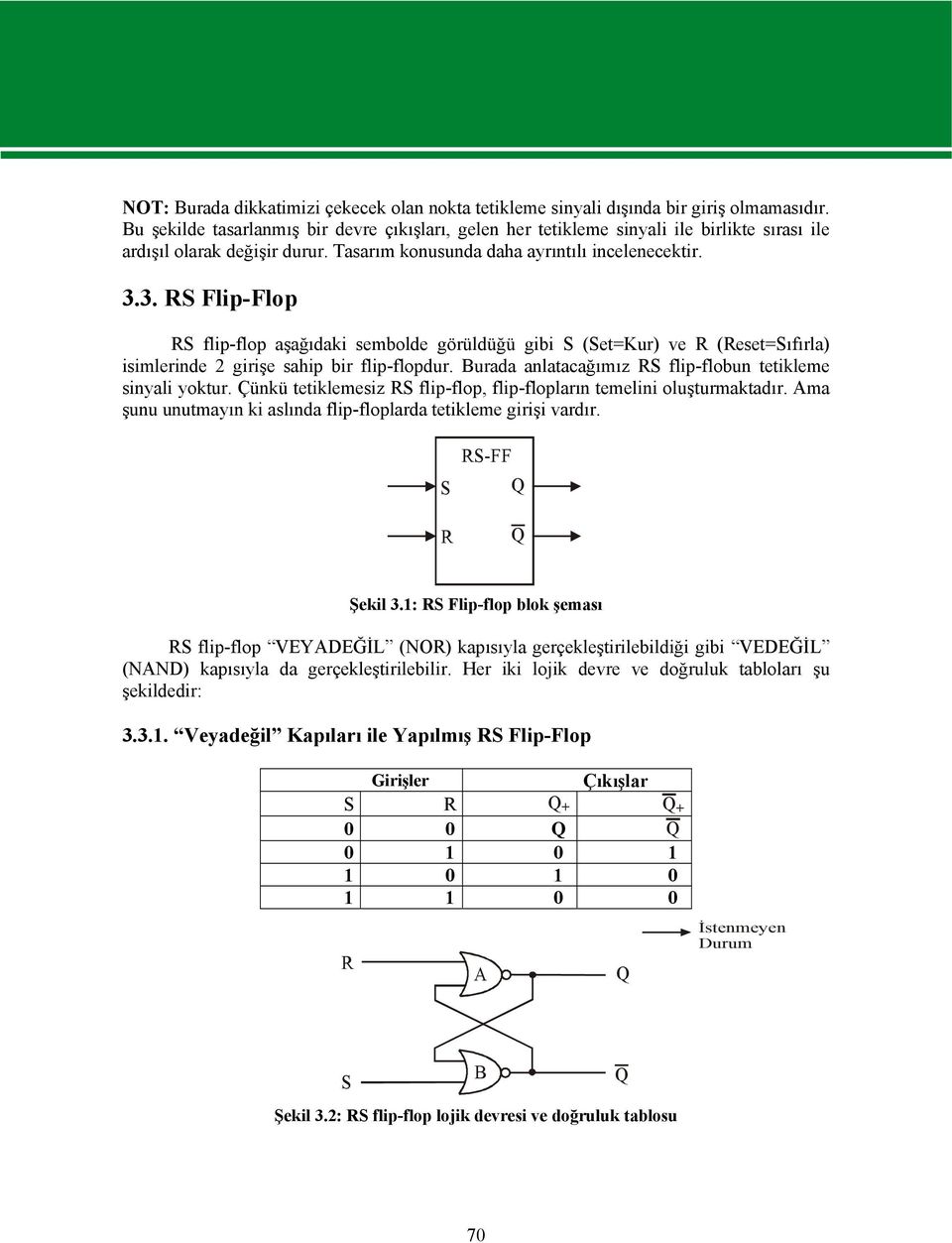 3. RS Flip-Flop RS flip-flop aşağıdaki sembolde görüldüğü gibi S (Set=Kur) ve R (Reset=Sıfırla) isimlerinde 2 girişe sahip bir flip-flopdur.