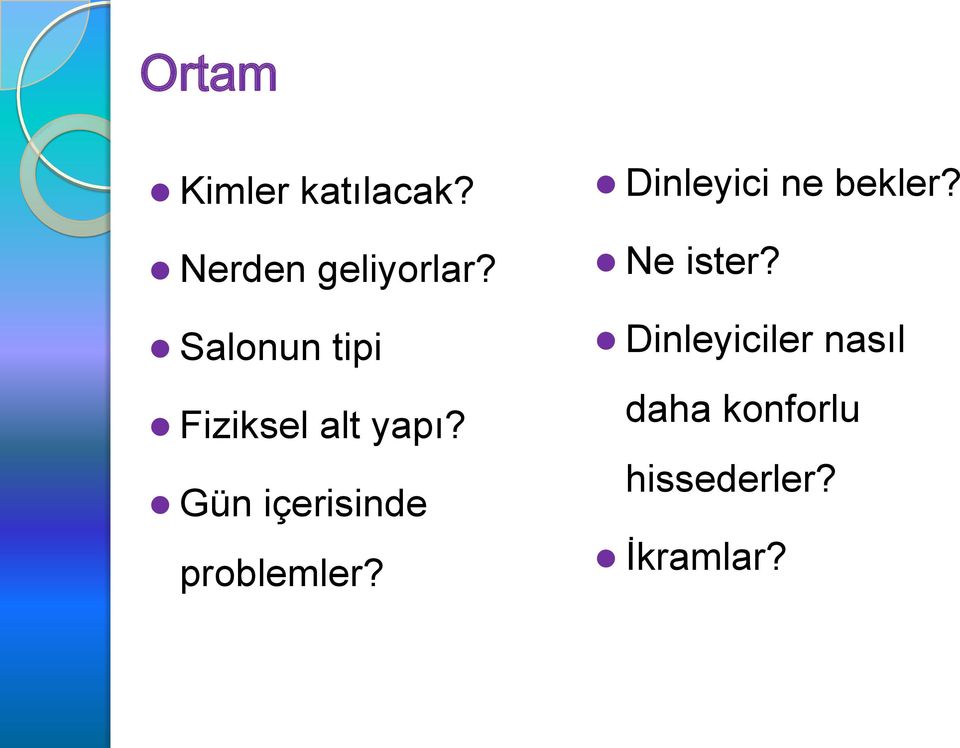 Gün içerisinde problemler? Dinleyici ne bekler?